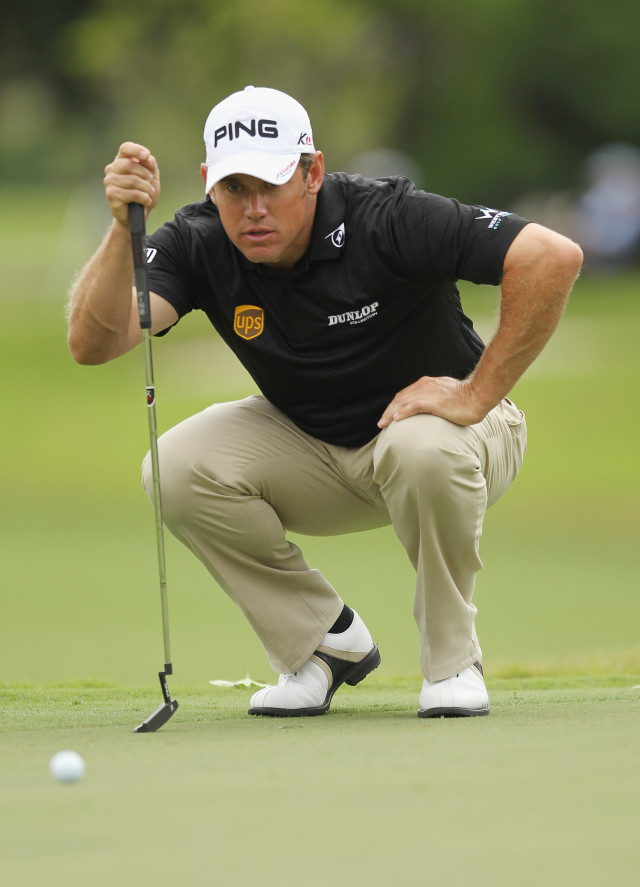 DORAL, FL - MARCH 10: Lee Westwood lines up a putt during the first round of the 2011 WGC- Cadillac Championship at the TPC Blue Monster at the Doral Golf Resort and Spa on March 10, 2011 in Doral, Florida. (Photo by Mike Ehrmann/Getty Images)