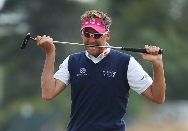 GULLANE, SCOTLAND - JULY 21: Ian Poulter of England bites his putter after missing a birdie putt on the 1st green during the final round of the 142nd Open Championship at Muirfield on July 21, 2013 in Gullane, Scotland. (Photo by Andy Lyons/Getty Images)