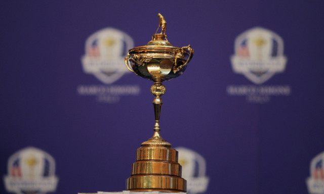 ROME, ITALY - DECEMBER 16: The Ryder Cup Trophy during the the Ryder Cup 2022 press conference at Foro Italico on December 16, 2015 in Rome, Italy. (Photo by Paolo Bruno/Getty Images) ORG XMIT: 596465877 ORIG FILE ID: 501612224