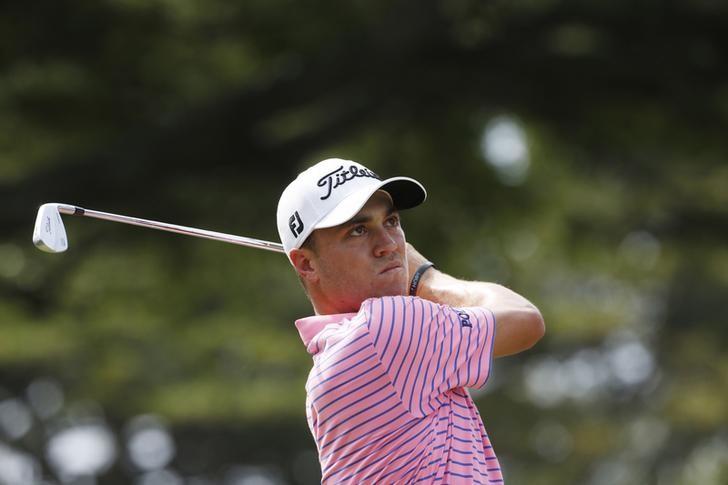 PGA golfer Justin Thomas tees off on the 4th hole during the third round of the Sony Open golf tournament at Waialae Country Club. Mandatory Credit: Brian Spurlock-USA TODAY Sports